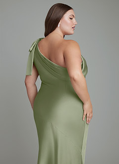 Azazie Yuanna Bridesmaid Dresses Pistachio Mermaid One Shoulder Stretch Satin Dress image14