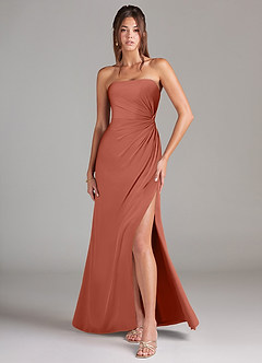 Azazie Aliani Bridesmaid Dresses Clay Sheath Strapless Chiffon Convertible Dress image1