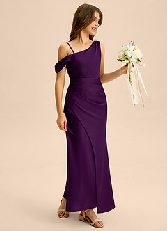 Azazie Madelyn Junior Klä av Tubklänning i Stretch Satin Av axeln image6