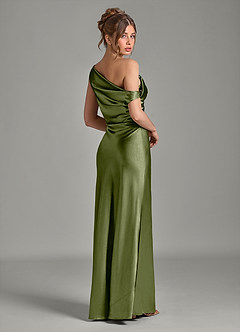 Azazie Emerson At-home Try On Dresses Black Mermaid Off the Shoulder Metallic Satin Dress image6