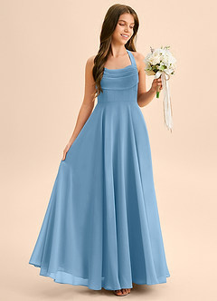 Azazie Kady Junior Steel Blue A-Line Sweetheart Neckline Chiffon Dress image5