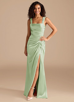Azazie Jesaphine Bridesmaid Dresses Dusty Sage Sheath Bow Metallic Satin Dress image3
