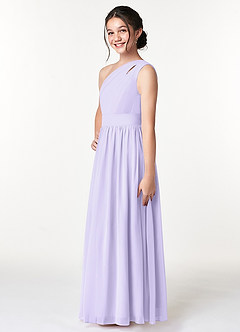 Azazie Molly A-Line Pleated Chiffon Floor-Length Junior Bridesmaid Dress image4
