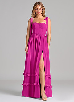 Azazie Anastacia Bridesmaid Dresses Fuchsia A-Line Sweetheart Neckline Chiffon Dress image1
