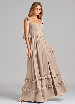 Azazie Anastacia 신부 들러리 드레스 A라인 스윗하트 네크라인 쉬폰 바닥 길이 드레스 image4