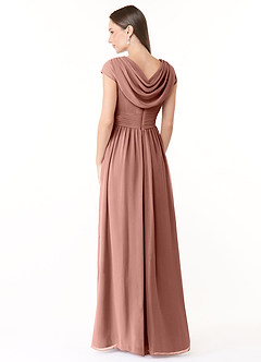 Azazie Organa Abiti da Damigella Abito A-Line in Chiffon Plissettato Cedro Rosa image4