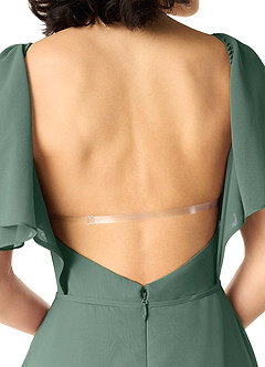 Azazie Chloe Robes de demoiselle d'honneur Robe Trapèze en Mousseline de soie Encolure en Forme de Cœur Mousse De Mer image4