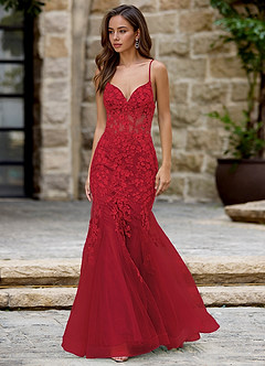 Dentelle Rojo Vestido de fiesta de sirena image6