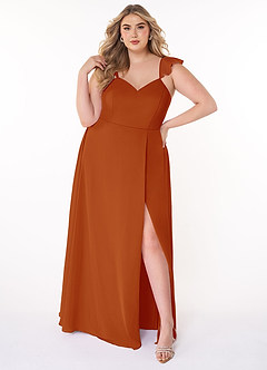 Azazie Everett Bridesmaid Dresses Paprika A-Line V-neck Ruched Chiffon Dress image6