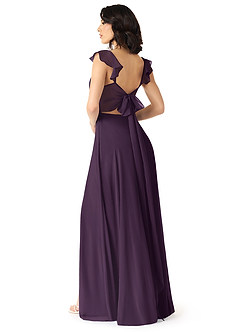 Azazie Everett Bridesmaid Dresses Plum A-Line V-neck Ruched Chiffon Dress image2