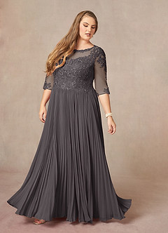 Azazie Corinne Mother of the Bride Dresses Steel Grey A-Line Sequins Chiffon Dress image10