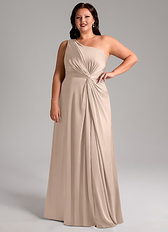 Azazie Brooke Bridesmaid Dresses English Rose A-Line One Shoulder Stretch Satin Dress image13