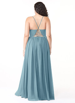 Azazie Aaida Abiti da Damigella Abito A-Line in Chiffon Corsetto Blu Lunatico image8