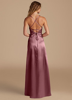 Azazie Mei Bridesmaid Dresses Vintage Mauve A-Line Metallic Satin Dress image5
