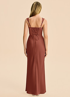 Azazie Agustina Junior Auburn Sheath Pleated Stretch Satin Dress image2