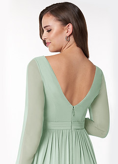 Azazie Teton Maternity Bridesmaid Dresses A-Line Long Sleeve Chiffon Floor-Length Dress image6