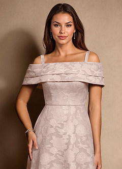 Azazie New Britain Mother of the Bride Dresses Blushing Pink A-Line Pleated Floral Burnout Dress image6