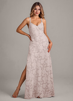 Azazie Aliza Brautjungfernkleider A-Linie Blumen-Burnout Kleid Zartrosa image1