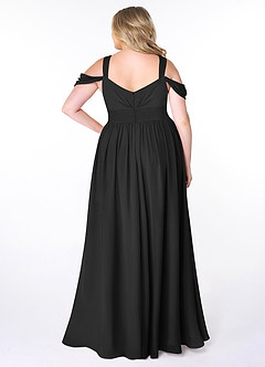 Azazie Lianne Bridesmaid Dresses Black A-Line Off the Shoulder Chiffon Dress image8