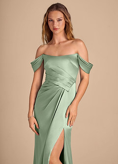 Azazie Shea Final Sale Matcha Mermaid Off the Shoulder Metallic Satin Convertible Dress image6