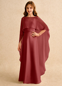 Azazie Fishie Girls Formal Sukienki dla dziewczynek sypiących kwiaty Linia A Matowy satynowy Długość podłogi Sukienka image1