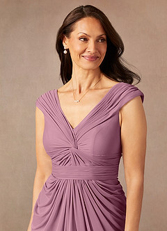 Azazie Lisolette Mother of the Bride Dresses Vintage Mauve Sheath Pleated Mesh Dress image7
