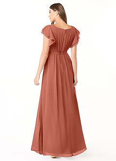 Azazie Daphne Modest Bridesmaid Dresses A-Line Ruffled Chiffon Floor-Length Dress image2