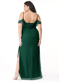 Azazie Emeralda Jurken voor bruidsmeisjes Jurk van Chiffon met Kolom Off the Shoulder Smaragd image8