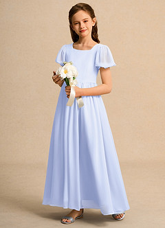 Azazie Lilia Junior Formal Flower Girl Dresses Lavender A-Line with Sleeves Chiffon Dress image3