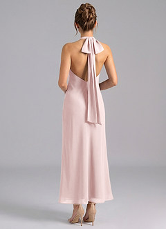 Azazie Velli Bridesmaid Dresses Blushing Pink Mermaid High Neck Chiffon Dress image2