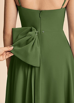Azazie Bear Junior Olive A-Line Pleated Chiffon Dress image8