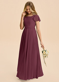Azazie Cady Junior Cabernet A-Line Pleated Chiffon Dress image5