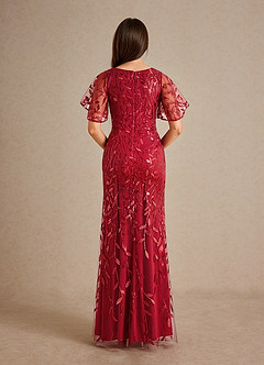 Azazie Milan Mother of the Bride Dresses Burgundy Sheath Sequins Dress image3