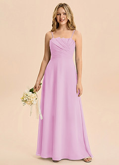 Azazie Rory Junior Candy Pink A-Line Pleated Chiffon Dress image5
