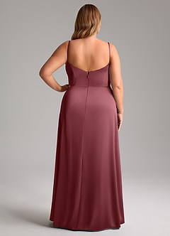 Azazie Azuree Vestidos de damas de honor Vestido de Rosa Del Desierto de Satén Elástico de Corte en A con Plisado image2