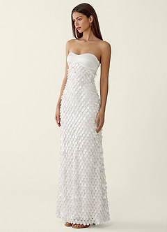 Mentino White 3D Flower Lace Prom Dress image4