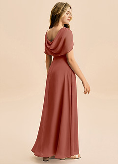 Azazie Emma Junior Robe Trapèze en Mousseline de soie Plissée Auburn image6