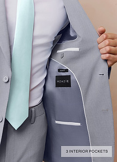 front Savile Grey Wool Blend Suit Jacket