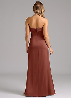 Azazie Aretha Bridesmaid Dresses Auburn A-Line Strapless Stretch Satin Convertible Dress image7