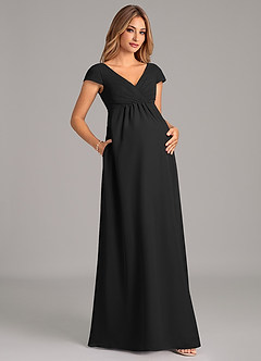 Azazie Allessia Maternity Bridesmaid Dresses A-Line Pleated Chiffon Floor-Length Dress image4