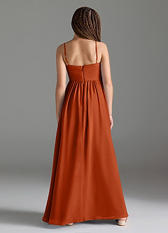 Azazie Alia Junior Burnt Orange A-Line Pleated Chiffon Dress image2