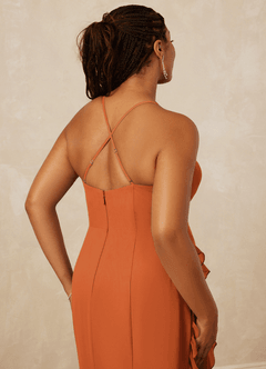 Christian Siriano Bridal for Azazie 1006 Bridesmaid Dresses Cinnamon Mermaid Ruched Chiffon Dress image16