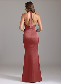 Azazie Valerie Suknie dla druhen Syrena Pofałdowany Satyna elastyczna Do ziemi Sukienka image2