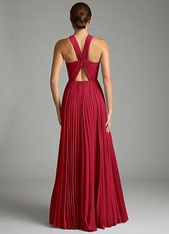 Azazie Afra Abiti da Damigella Abito A-Line in Chiffon Plissettato Scarlatto image2