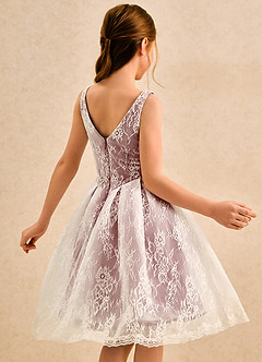 Azazie Cubbie Girls Formal Flower Girl Dresses Desert Rose A-Line Lace Dress image2