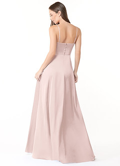Azazie Halsey Brautjungfernkleider Etui Seitliche Cut-Outs Stretch-Satin Kleid Zartrosa image2
