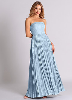 Azazie Mariana Bridesmaid Dresses Sky Blue A-Line Strapless Floral Burnout Convertible Dress image4