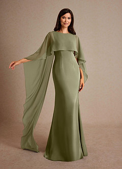 Azazie Milfred Mother of the Bride Dresses Pistachio Sheath Boatneck Stretch Satin Dress image4