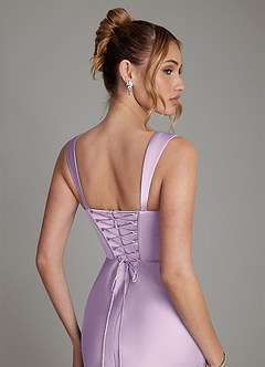 Azazie Agustina Bridesmaid Dresses Frosted Lilac Mermaid Corset Stretch Satin Dress image6