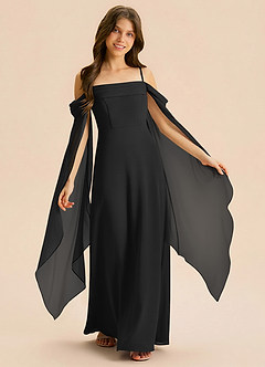 Azazie Moana Junior Linia A Pofałdowany Szyfon Długość podłogi Młodsza druhna Sukienka image1